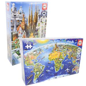 EDUCA Miniatur Puzzle 1000 Teile Collage Gaudi oder Wahrzeichen 46 x 30 cm