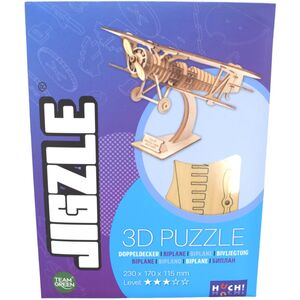 Jigzle 3D-Puzzle aus Holz als Doppeldecker Flugzeug 23 x 17 x 11,5 cm (ab 12 +)