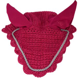 USG Fliegenhaube Pink Strick-Optik fr Warmblut mit Kordel in Akzentfarbe