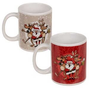 Tasse aus Steingut mit Crazy Santa Motiv Weihnachtstasse ca. 10 x 8 cm Advent