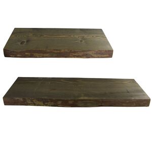 Wandregal Massivholz grau gef�rbt mit Baumkante Wandboard Regalbrett Naturholz