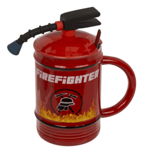 witzige Feuerl�scher - Tasse mit L�ffel Feuerwehr Becher 450 ml 