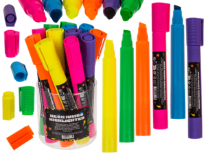 12er Set Jumbo Textmarker Neon Highlighter 6 Farben 19,5 cm