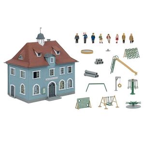 Faller Bausatz H0 190087 Aktions-Set Schulbeginn Grundschule mit Spielplatz 1:87