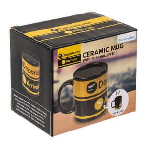 Tasse mit Flughafen Motiv 300ml Steingut Farbwechseltasse Thermotasse