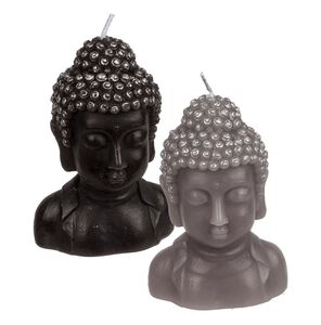 Stumpenkerze Buddha Kopf ca. 8 x 6,5 x 12,5 cm in grau oder schwarz Kerze