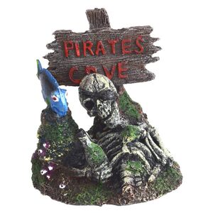 Dekofigur Aquarium Pirateninsel mit Schild ca. 11x9x12 cm
