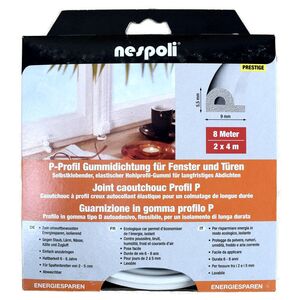 P-Profil Gummidichtung 8m 9mm f�r Fenster und T�ren