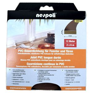 PVC-Dauerdichtung 12m 9mm f�r Fenster und T�ren