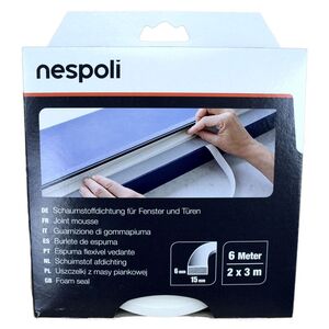 Schaumstoffdichtung 6m 15mm f�r Fenster und T�ren wei�