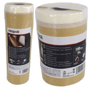 Abdeckpapier mit Flachkreppband 20m Klebeband Naturkautschuk Malerkrepp