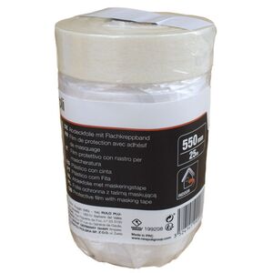 Abdeckfolie mit Flachkreppband 25m Klebeband Naturkautschuk Malerkrepp