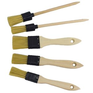 Pinsel Set 5tlg. Basic Holzstiel Flachpinsel und Rundpinsel helle Borsten