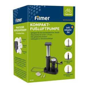 Fu�luftpumpe f�r alle Ventile inklusive Adapter Set aus PP & Stahl