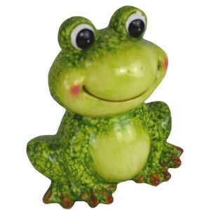 Gartenfigur sitzender Frosch in gr�n glasiert 17 cm oder 24 cm