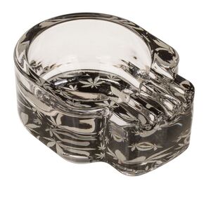 Aschenbecher ca. 7 x 9,5 cm cm Glas Totenkopf Cannabis leuchtet im Dunkeln