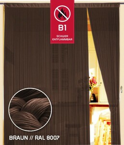 Fadenvorhang 150 cm x 300 cm hellbraun in B1 schwer entflammbar