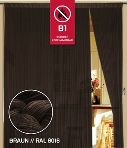 Fadenvorhang Kaikoon 150 cm x 500 cm braun in B1 schwer entflammbar