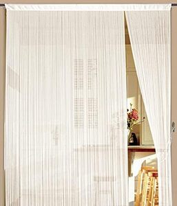 Fadenvorhang 90 cm x 200 cm perlwei� creme in B1 schwer entflammbar