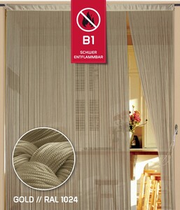 Fadenvorhang 500 cm x 300 cm gold in B1 schwer entflammbar