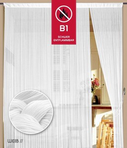 Fadenvorhang 150 cm x 650 cm wei� in B1 schwer entflammbar