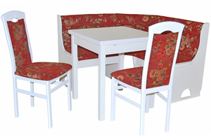 Eckbankgruppe 088S01-5266.WRO 4- teilig wei Bezug  Blumendesign rot 125 x 125 cm