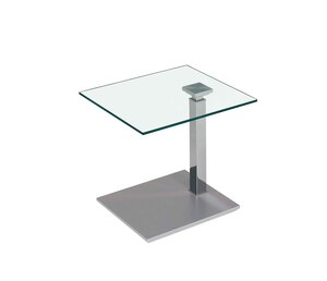 Vierhaus Couchtisch 1443 Il-up Basic, Platte Glas klar 10 mm Liftsule Chrom Bodenplatte edelstahlfarbig hhenverstellbar Rollen 55 x 47 cm