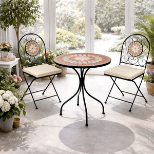 3tlg Mosaik Sitzgarnitur Bistrom�bel Gartengarnitur Tisch St�hle Set 