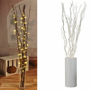 Lichterzweige / Dekozweige silber mit 80 LEDs