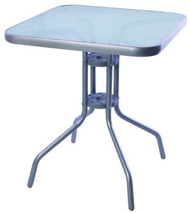 Bistrotisch Silber Glasplatte und Metallgestell 60x60cm