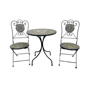 3-teiliges Mosaik Sitzgarnitur Bistrom�bel Gartengarnitur Tisch St�hle