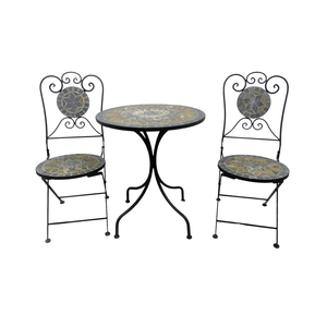 3tlg. Mosaik Sitzgruppe Gartengarnitur 60cm