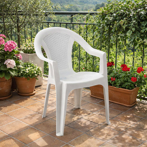 Stapelstuhl Bistrostuhl Ischia Rattan-Optik Wei� Kunststoff 