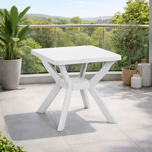 Gartentisch Reno Eckig Wei� Balkontisch Wetterfest robust 70x70x72cm