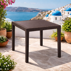 Gartentisch Tisch Terrassentisch  Eckig Mokka 79x79x72cm Rattan-Optik