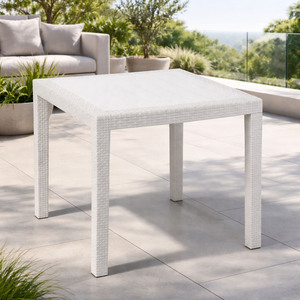 Gartentisch King Eckig Wei� 79x79x72cm Rattan-Optik