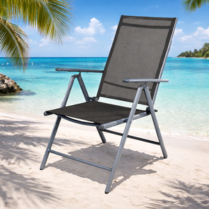 Garten Klappstuhl Gartenstuhl Hochlehner Alu Textilen Silber/Anthrazit