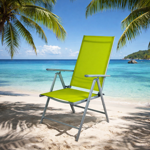 Garten Klappstuhl Gartenstuhl Hochlehner Alu Textilen Silbergrau/Lime