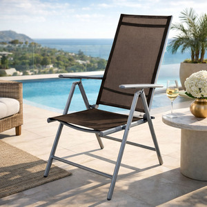 Garten Klappstuhl Gartenstuhl Hochlehner Alu Textilen Schokobraun