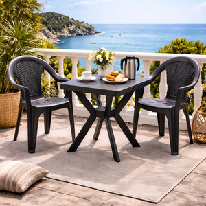 Bistro Sitzgarnitur Gartengarnitur Bistrogarnitur 3-teilig Anthrazit