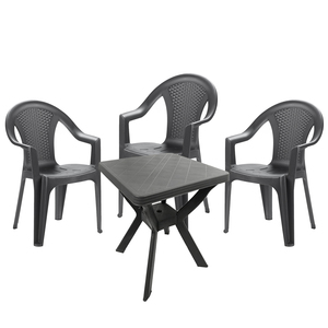 Bistro Sitzgarnitur Gartengarnitur Bistrogarnitur 4-teilig Anthrazit