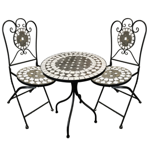 3tlg. Mosaik Sitzgruppe Gartengarnitur Bistrogarnitur Gartenmbel 60cm