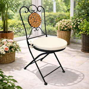 Mosaik Klappstuhl Gartenstuhl Bistrostuhl Terrakotta mit Polster