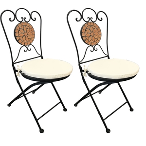 2x Mosaik Klappstuhl Terrakotta mit Polster