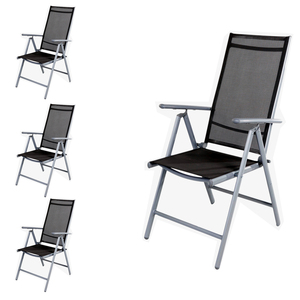 4 St�ck Hochlehner Aluminium - Textilen Silbergrau/Anthtrazit