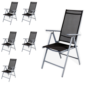 6 St�ck Hochlehner Aluminium - Textilen Silbergrau/Anthtrazit