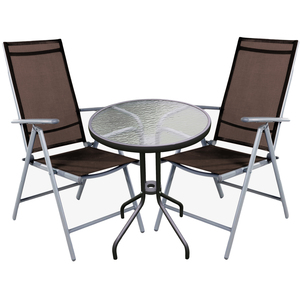 Bistro Sitzgarnitur Bistrogarnitur 3-teilig Silbergrau/Schokobraun