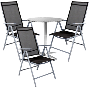 Bistro Sitzgarnitur Bistrogarnitur 4-teilig Silber/Anthrazit