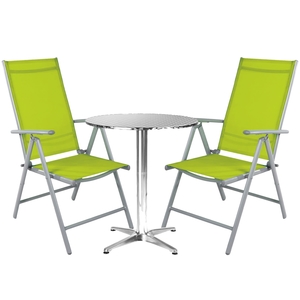 Bistro Sitzgarnitur Bistrogarnitur 3-teilig Silbergrau / Lime