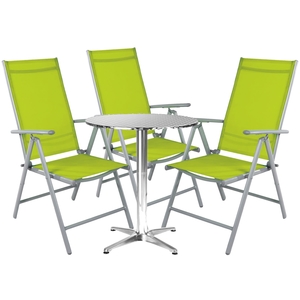 Bistro Sitzgarnitur Bistrogarnitur 4-teilig Silbergrau / Lime